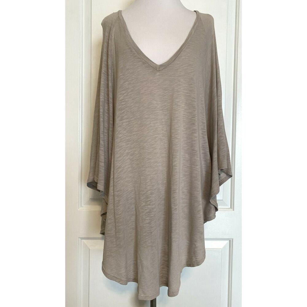 T Los Angeles Dolman V-Neck Poncho Top Pima Cotton Modal Short Sleeve Size M
